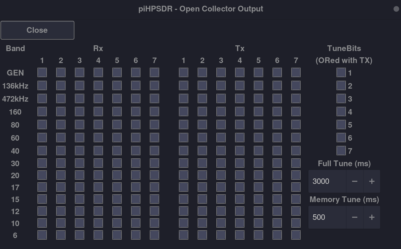 Open Collector Output Menu